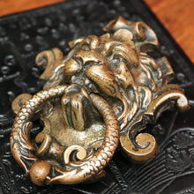 Load image into Gallery viewer, x SOLD Antique French Brass Door Knocker, Antique Brass Lion's Head, Dragon Ring Handle B10769