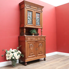 Load image into Gallery viewer, x SOLLD Antique Sideboard, French Oak and Lead Light Two Height Sideboard Hall Cabinet B10863