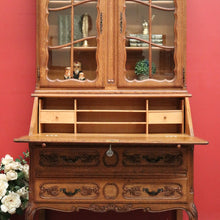 Load image into Gallery viewer, x SOLD Antique French Secretaire Bookcase with Desk, Drop front Writing Bureau Bookcase B10460