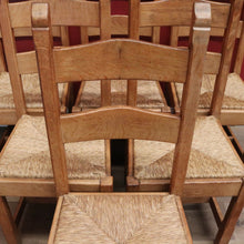 Load image into Gallery viewer, x SOLD Set of 6 French Chairs, 6 Antique Oak and Rush Seat Dining Chairs Kitchen Chairs B10936