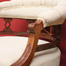 Load image into Gallery viewer, x SOLD Antique English Tub Chair, Parlour Chair, Armchair, Walnut Fabric Ladies Chair B10789