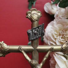 Load image into Gallery viewer, x SOLD Vintage French Crucifix, Free Standing Cross, Brass Cross Jesus on Cross B10244
