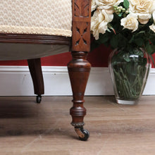 Load image into Gallery viewer, x SOLD Antique English Tub Chair, Parlour Chair, Armchair, Walnut Fabric Ladies Chair B10789