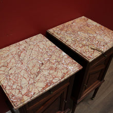 Load image into Gallery viewer, x SOLD Antique French Bedside Tables, Mahogany and Marble Lamp or Side Tables True Pair B11137