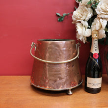 Load image into Gallery viewer, x SOLD Antique French Brass Copper Ice Bucket, Coal Scuttle Pot Planter Umbrella Holder B10735