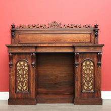 Load image into Gallery viewer, x SOLD Antique English Rosewood Sideboard Fretwork Backboard and Doors Twin Pedestals. B9851