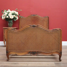 Load image into Gallery viewer, x SOLD Antique French Single Bed, Oak and Cane Bed. Bedhead, Foot, Side Rails Slats 1/3. B11264