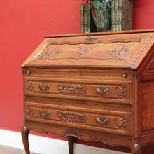 Load image into Gallery viewer, x SOLD Vintage French Oak Drop Front Writing Bureau Desk with Chest of 2 Drawers Below B10638