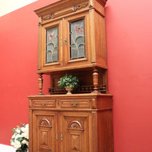 Load image into Gallery viewer, x SOLLD Antique Sideboard, French Oak and Lead Light Two Height Sideboard Hall Cabinet B10863