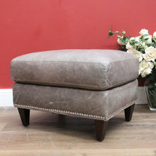 Load image into Gallery viewer, x SOLD Coco Republic Grey Leather Ottoman, Footstool, Ford Studded Ottoman Mont Wolf B11005