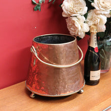Load image into Gallery viewer, x SOLD Antique French Brass Copper Ice Bucket, Coal Scuttle Pot Planter Umbrella Holder B10735