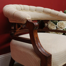 Load image into Gallery viewer, x SOLD Antique English Tub Chair, Parlour Chair, Armchair, Walnut Fabric Ladies Chair B10789