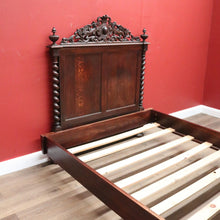 Load image into Gallery viewer, x SOLD Antique French Queen Bed, Carved Oak French Bed, incl. Head, Foot, Rails, Slats B11164