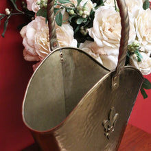Load image into Gallery viewer, x SOLD Antique Brass Umbrella Holder with Fleur de Lis, Walking Stick Holder or Display. B10134