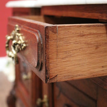 Load image into Gallery viewer, x SOLD Pair of Antique French Oak and Marble Top, Bedside Cabinet Bedsides Lamp Tables B11214