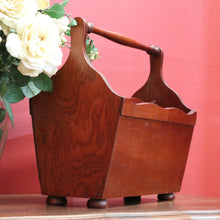 Load image into Gallery viewer, x SOLD Australian Cedar Magazine Holder, 2 Section Book Holder with Turned Handle B10668