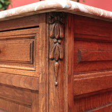 Load image into Gallery viewer, x SOLD Pair of Antique French Bedside Tables, Oak and Marble Top Lamp or Side Tables B11139