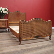Load image into Gallery viewer, x SOLD Antique French Single Bed, Oak and Cane Bed. Bedhead, Foot, Side Rails Slats 1/3. B11264