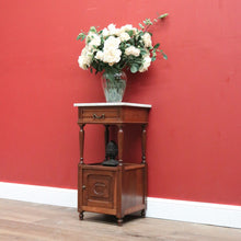 Load image into Gallery viewer, x SOLD Antique Bedside Table, French Bedside Cabinet, Lamp or Side Table. Oak, Marble B10889
