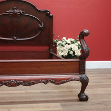 Load image into Gallery viewer, x SOLD Antique English Double Bed, Mahogany Flame Mahogany Double Bed, Head, Foot, Rail B11162