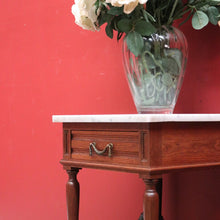 Load image into Gallery viewer, x SOLD Antique Bedside Table, French Bedside Cabinet, Lamp or Side Table. Oak, Marble B10889