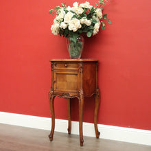 Load image into Gallery viewer, x SOLD Antique French Walnut Bedside Table, French Walnut and Marble Lamp Side Cabinet B10428