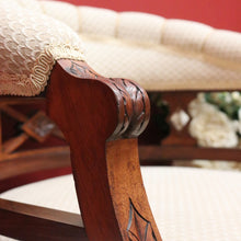 Load image into Gallery viewer, x SOLD Antique English Tub Chair, Parlour Chair, Armchair, Walnut Fabric Ladies Chair B10789