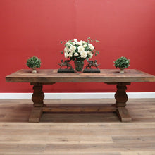 Load image into Gallery viewer, x SOLD Vintage French Style Country Dining Table, Slab Top Table, with large Pedestals B11239
