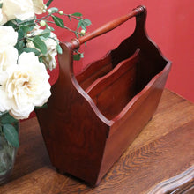 Load image into Gallery viewer, x SOLD Australian Cedar Magazine Holder, 2 Section Book Holder with Turned Handle B10668