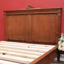 Load image into Gallery viewer, Antique French Oak Bed Double Bed Head Foot and Side rails with slats. B10846
