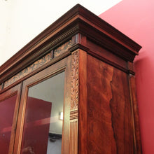 Load image into Gallery viewer, x SOLD Antique Italian Bookcase, Two Door Glass and Rosewood China Cabinet Display Case. B11280