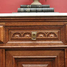 Load image into Gallery viewer, x SOLD Antique French Bedside Tables, Oak and Marble Lamp Table, Lamp Bedside Cabinets B11130