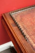 Load image into Gallery viewer, x SOLD Antique English Walnut, Leather and Brass Gallery Single Drawer Hall Table Desk Lamp Table. B8278