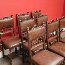 Load image into Gallery viewer, x SOLD Set of 8 Antique French Dining Chairs, Kitchen Chairs with Brass Studs to Seats. B10281