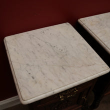 Load image into Gallery viewer, x SOLD Pair of Antique French Oak and Marble Top, Bedside Cabinet Bedsides Lamp Tables B11214