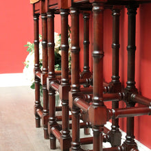 Load image into Gallery viewer, x SOLD Set of 3 Vintage Bar Stool, Walnut and Tan Leather Breakfast Bar Stools Chairs. B9958