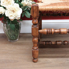 Load image into Gallery viewer, x SOLD Antique French Oak and Rush Seat Hall Chair Armchair, Fleur de Lis Desk Chair B10665