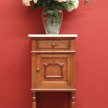 Load image into Gallery viewer, x SOLD Antique Bedside Cabinet, French Oak and Marble Lamp Table, Bedside Table B10908