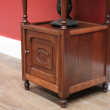 Load image into Gallery viewer, x SOLD Antique Bedside Table, French Bedside Cabinet, Lamp or Side Table. Oak, Marble B10889