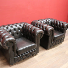 Load image into Gallery viewer, x SOLD Vintage Button Back Chesterfield Arm Chairs, Chairs Deep Chestnut Brown Lounge B11207