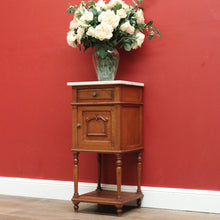 Load image into Gallery viewer, x SOLD Antique Bedside Cabinet, French Oak and Marble Lamp Table, Bedside Table B10908