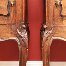 Load image into Gallery viewer, x SOLD Antique French Oak Bedside Cabinets, 2 French Oak and Marble Lamp Tables B10564
