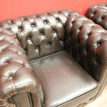 Load image into Gallery viewer, x SOLD Vintage Button Back Chesterfield Arm Chairs, Chairs Deep Chestnut Brown Lounge B11207