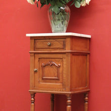Load image into Gallery viewer, x SOLD Antique Bedside Cabinet, French Oak and Marble Lamp Table, Bedside Table B10908