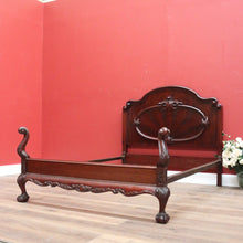 Load image into Gallery viewer, x SOLD Antique English Double Bed, Mahogany Flame Mahogany Double Bed, Head, Foot, Rail B11162