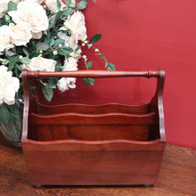 Load image into Gallery viewer, x SOLD Australian Cedar Magazine Holder, 2 Section Book Holder with Turned Handle B10668