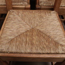 Load image into Gallery viewer, x SOLD Set of 6 French Chairs, 6 Antique Oak and Rush Seat Dining Chairs Kitchen Chairs B10936