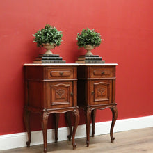 Load image into Gallery viewer, X SOLD Pair of Antique French Bedside Tables, Bedside Cabinets, Lamp Side Tables Marble B10653