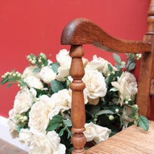 Load image into Gallery viewer, x SOLD Antique French Oak and Rush Seat Hall Chair Armchair, Fleur de Lis Desk Chair B10665