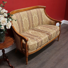Load image into Gallery viewer, x SOLD Vintage French Settee, 2 Seat Sofa, Lounge, Vintage Hall Chair Gold and Burgundy. B10443